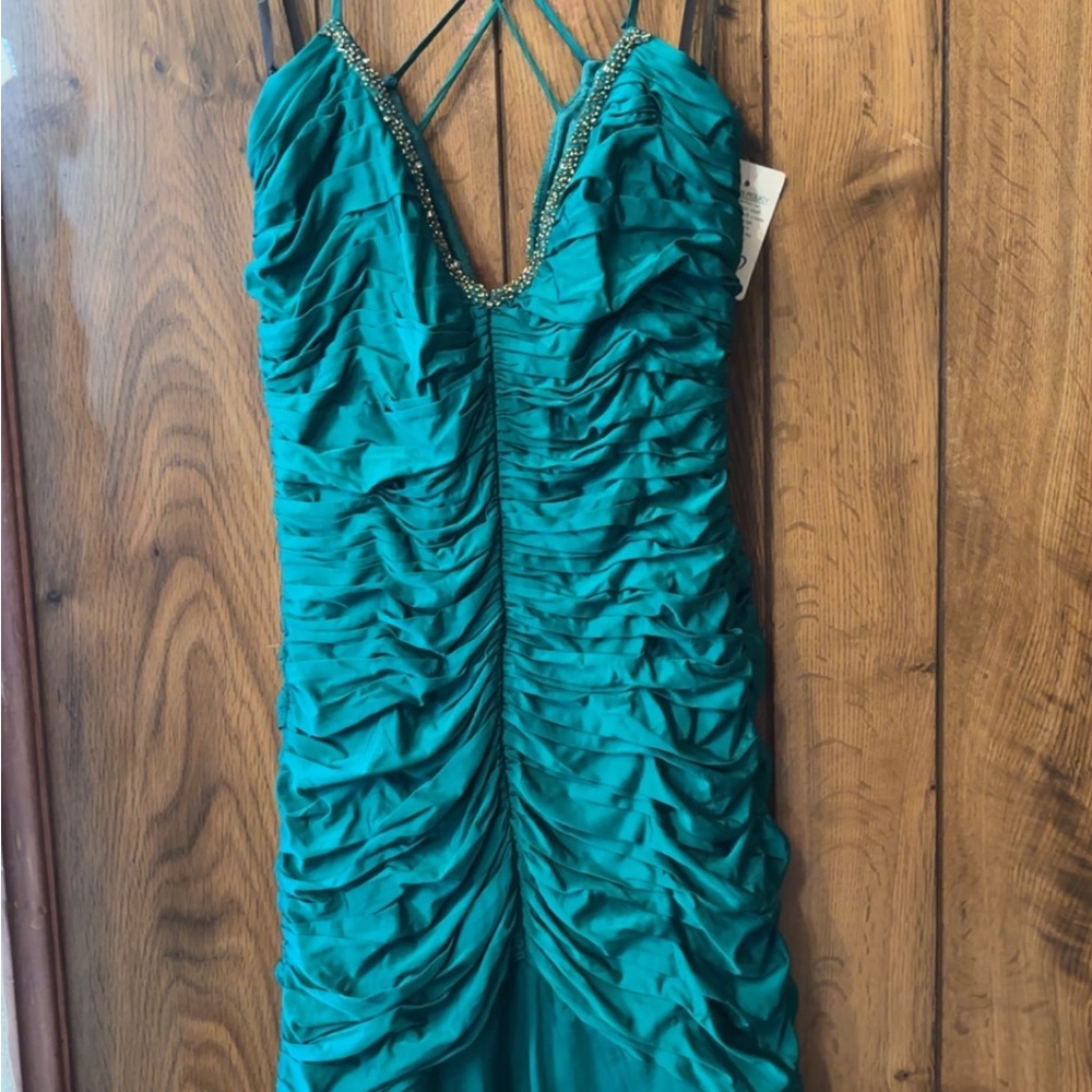 Laundry By Shelli Segal Teal rouged Dress